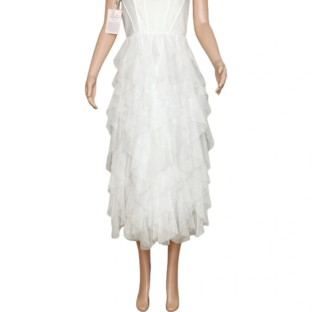 BHLDN Jada Tiered Tulle Midi Dress, White, Small - Picture 13 of 14